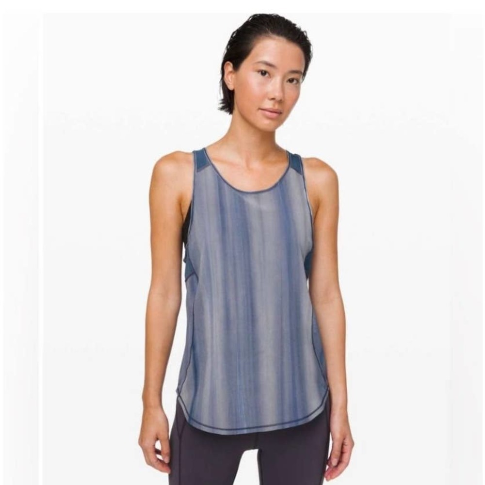 Lululemon‎ Sculpt Brushed Spray Dye White Code Blue Tank